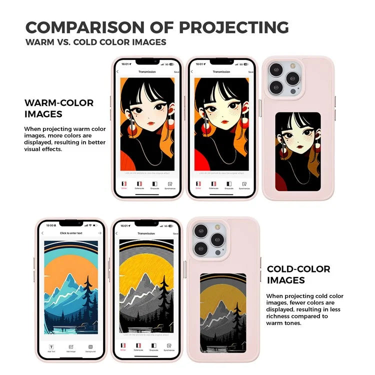 INKZONE For iPhone 12 / 12 Pro 4-Color E Ink Case PC+TPU Phone Cover DIY Customized Pattern