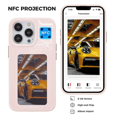 INKZONE For iPhone 12 / 12 Pro 4-Color E Ink Case PC+TPU Phone Cover DIY Customized Pattern