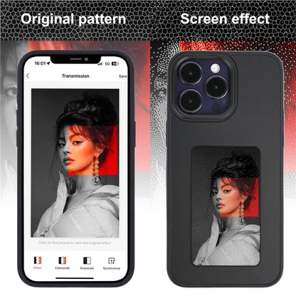 INKZONE For iPhone 12 Pro Max E Ink Case 4-Color Display DIY Pattern Phone Cover