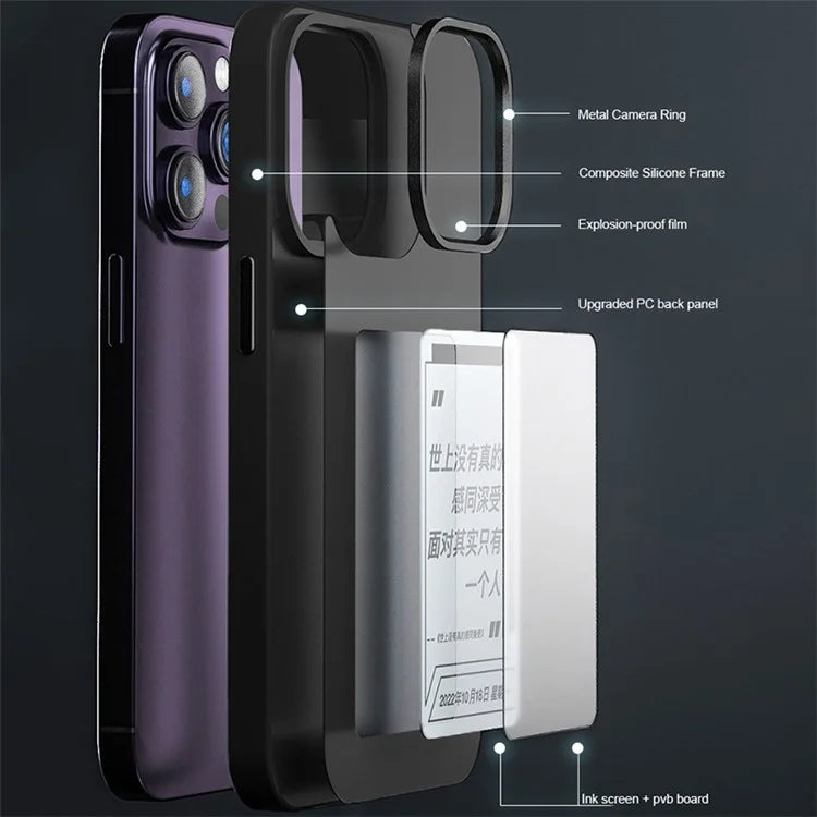 INKZONE For iPhone 12 Pro Max E Ink Case 4-Color Display DIY Pattern Phone Cover