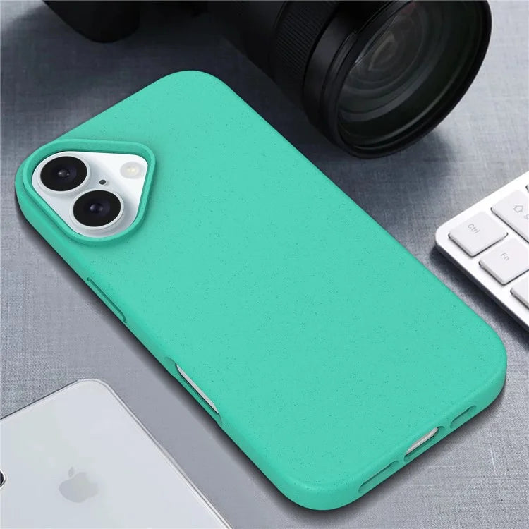 For iPhone 16 Case Biodegradable Wheat Straw+TPU Hybrid Phone Cover