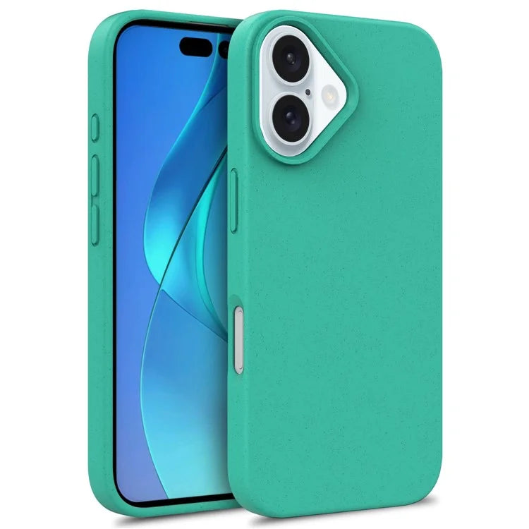 For iPhone 16 Plus Case Wheat Straw+TPU Phone Cover Compostable
