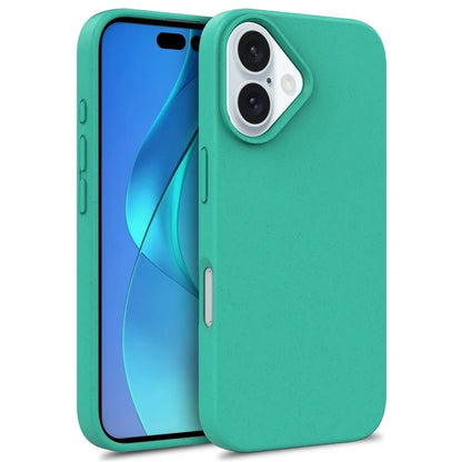 For iPhone 16 Plus Case Wheat Straw+TPU Phone Cover Compostable