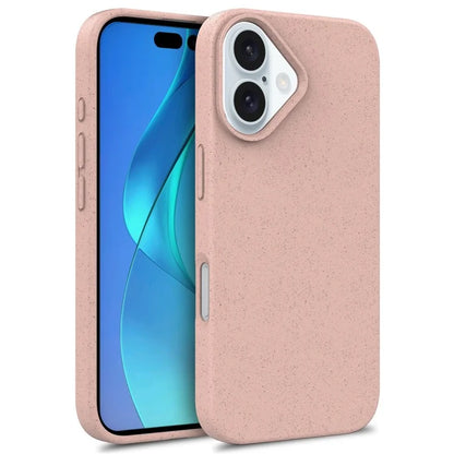 For iPhone 16 Plus Case Wheat Straw+TPU Phone Cover Compostable
