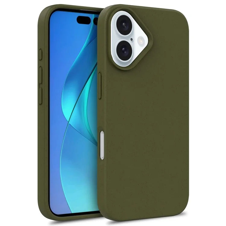 For iPhone 16 Plus Case Wheat Straw+TPU Phone Cover Compostable