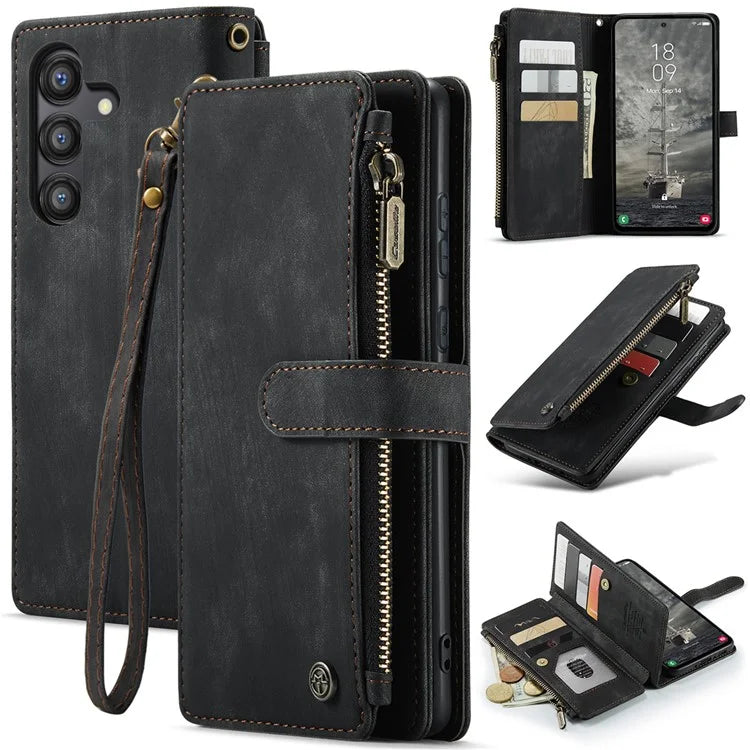 CASEME C30 Series for Samsung Galaxy A35 5G Case Leather Phone Cover with 10 Card Holder Zipper Pocket