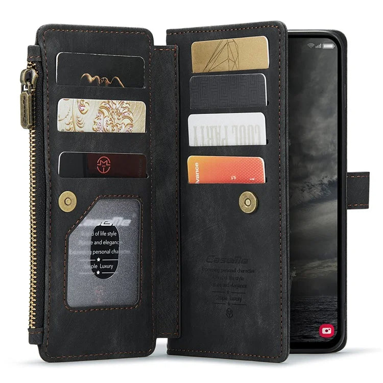 CASEME C30 Series for Samsung Galaxy A35 5G Case Leather Phone Cover with 10 Card Holder Zipper Pocket
