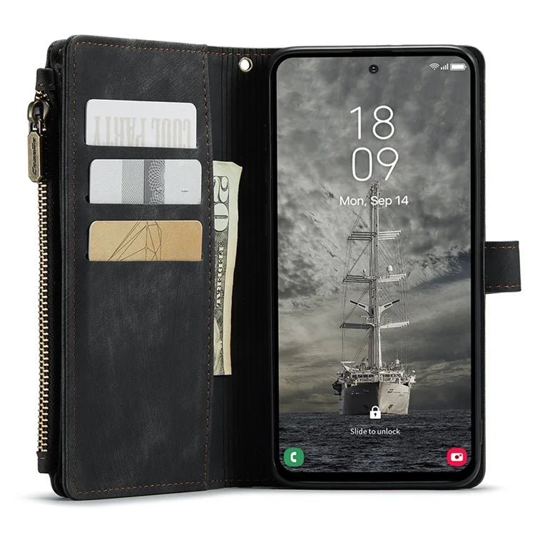 CASEME C30 Series for Samsung Galaxy A35 5G Case Leather Phone Cover with 10 Card Holder Zipper Pocket