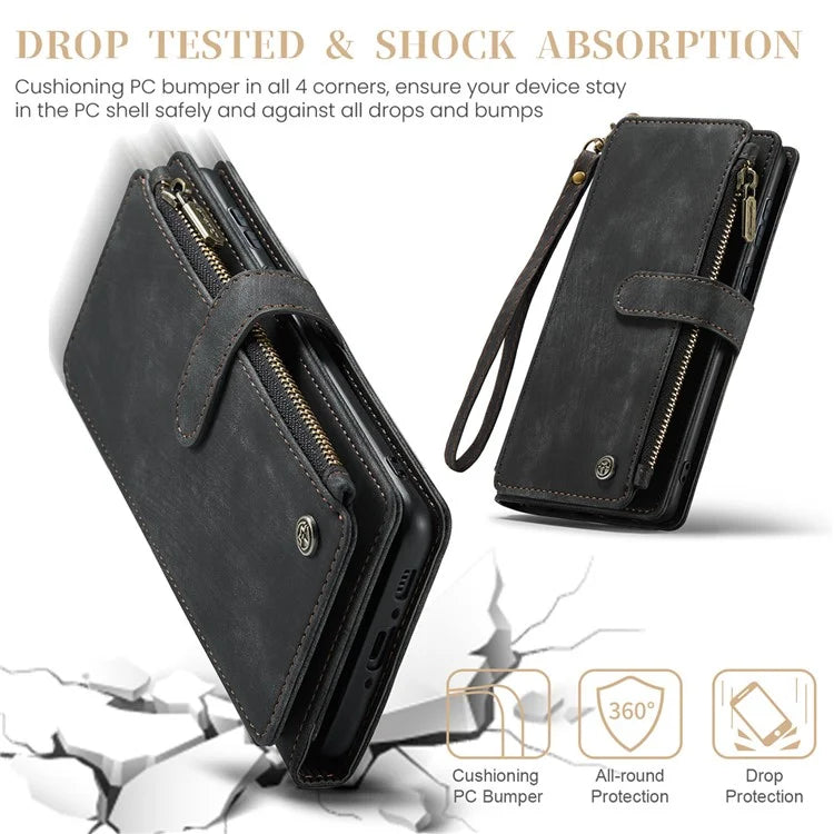 CASEME C30 Series for Samsung Galaxy A35 5G Case Leather Phone Cover with 10 Card Holder Zipper Pocket