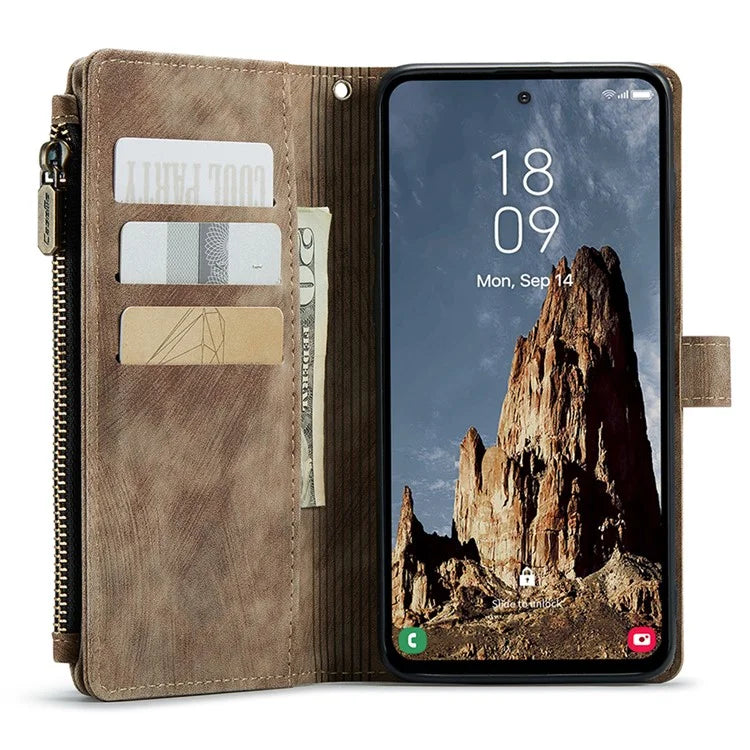 CASEME C30 Series for Samsung Galaxy A35 5G Case Leather Phone Cover with 10 Card Holder Zipper Pocket
