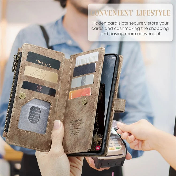 CASEME C30 Series for Samsung Galaxy A35 5G Case Leather Phone Cover with 10 Card Holder Zipper Pocket