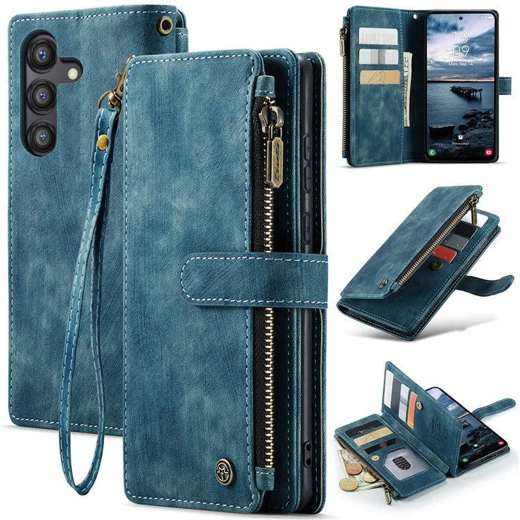 CASEME C30 Series for Samsung Galaxy A35 5G Case Leather Phone Cover with 10 Card Holder Zipper Pocket