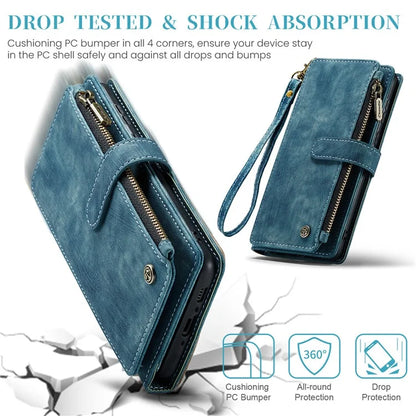 CASEME C30 Series for Samsung Galaxy A35 5G Case Leather Phone Cover with 10 Card Holder Zipper Pocket