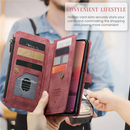 CASEME C30 Series for Samsung Galaxy A35 5G Case Leather Phone Cover with 10 Card Holder Zipper Pocket