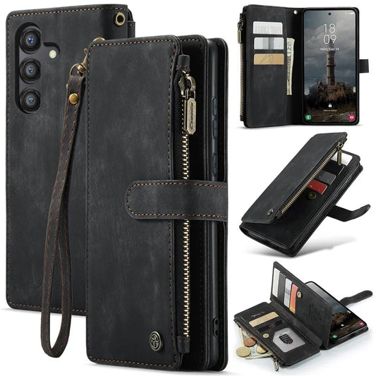 CASEME C30 Series for Samsung Galaxy A55 5G Case Zipper Leather Phone Cover with 10 Card Slots