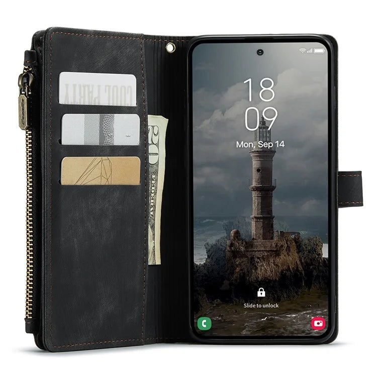 CASEME C30 Series for Samsung Galaxy A55 5G Case Zipper Leather Phone Cover with 10 Card Slots