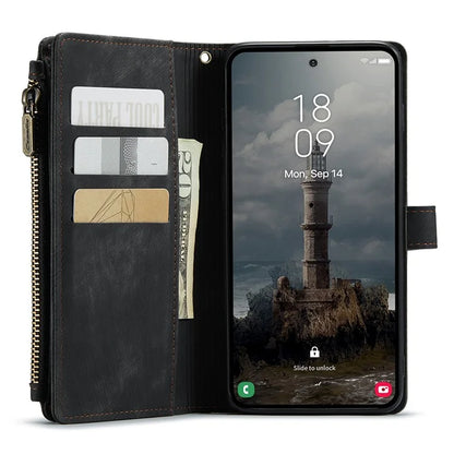 CASEME C30 Series for Samsung Galaxy A55 5G Case Zipper Leather Phone Cover with 10 Card Slots