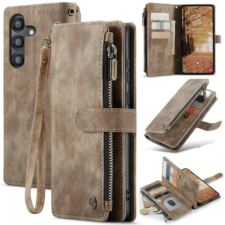 CASEME C30 Series for Samsung Galaxy A55 5G Case Zipper Leather Phone Cover with 10 Card Slots