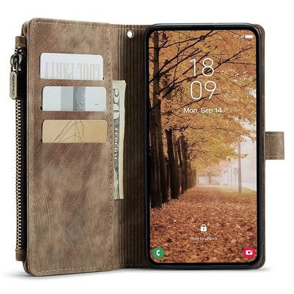 CASEME C30 Series for Samsung Galaxy A55 5G Case Zipper Leather Phone Cover with 10 Card Slots