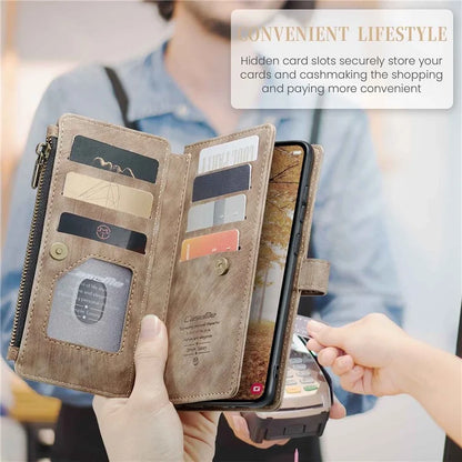 CASEME C30 Series for Samsung Galaxy A55 5G Case Zipper Leather Phone Cover with 10 Card Slots