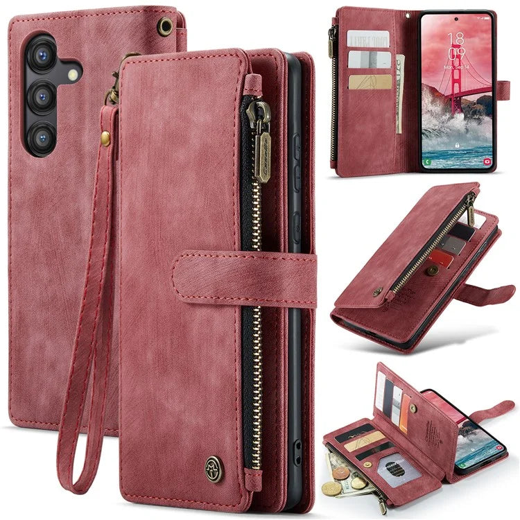 CASEME C30 Series for Samsung Galaxy A55 5G Case Zipper Leather Phone Cover with 10 Card Slots