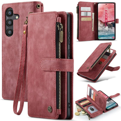 CASEME C30 Series for Samsung Galaxy A55 5G Case Zipper Leather Phone Cover with 10 Card Slots