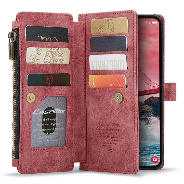 CASEME C30 Series for Samsung Galaxy A55 5G Case Zipper Leather Phone Cover with 10 Card Slots
