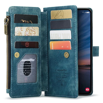 CASEME C30 Series for Samsung Galaxy A55 5G Case Zipper Leather Phone Cover with 10 Card Slots