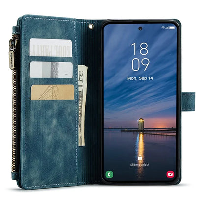 CASEME C30 Series for Samsung Galaxy A55 5G Case Zipper Leather Phone Cover with 10 Card Slots