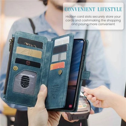 CASEME C30 Series for Samsung Galaxy A55 5G Case Zipper Leather Phone Cover with 10 Card Slots