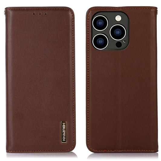 KHAZNEH For iPhone 16 Pro Max Case Genuine Cow Leather Wallet Phone Cover Nappa Texture