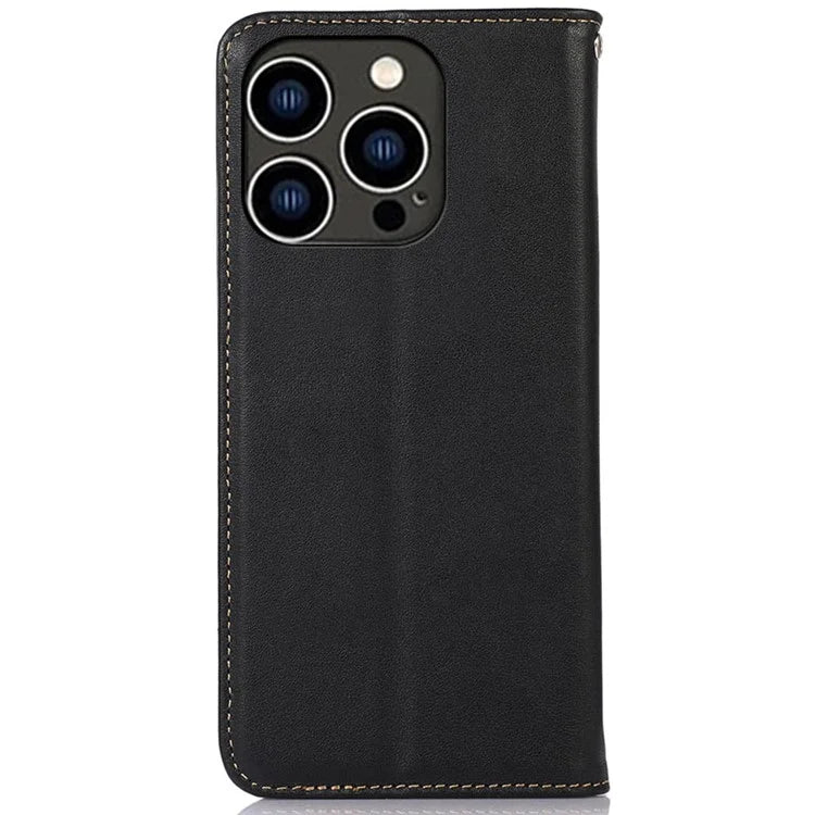 KHAZNEH For iPhone 16 Pro Max Case Genuine Cow Leather Wallet Phone Cover Nappa Texture