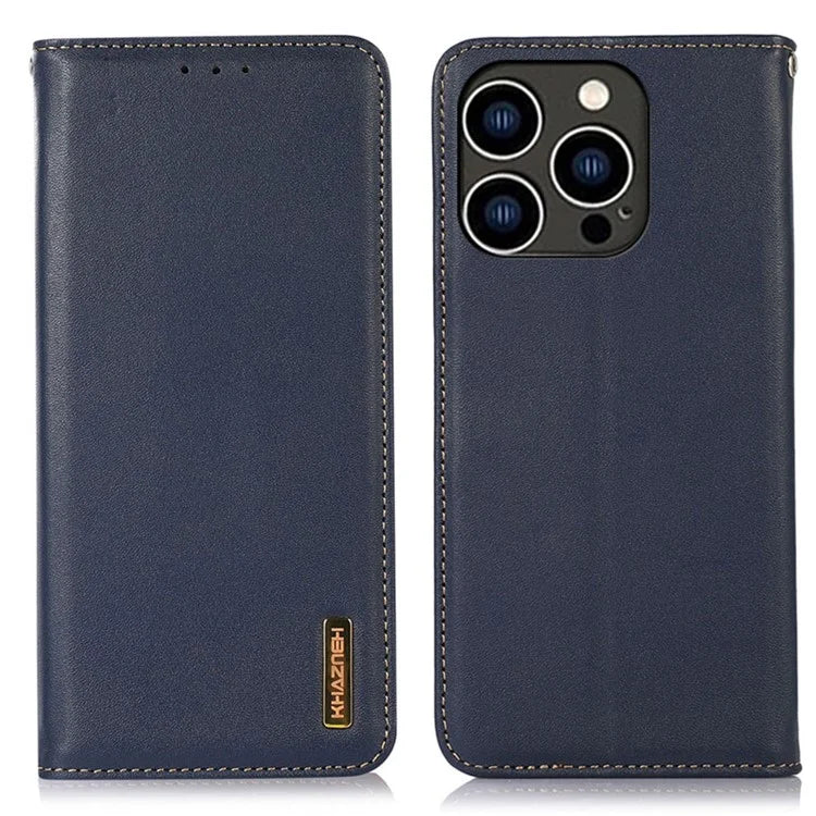 KHAZNEH For iPhone 16 Pro Max Case Genuine Cow Leather Wallet Phone Cover Nappa Texture