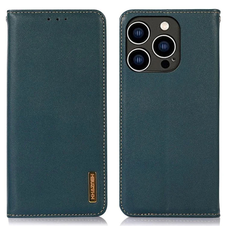 KHAZNEH For iPhone 16 Pro Max Case Genuine Cow Leather Wallet Phone Cover Nappa Texture