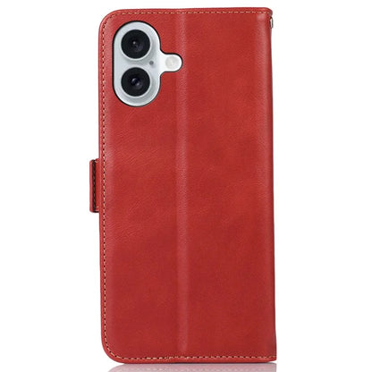For iPhone 16 Case RFID Blocking Genuine Cow Leather Purse Flip Cover Crazy Horse Texture