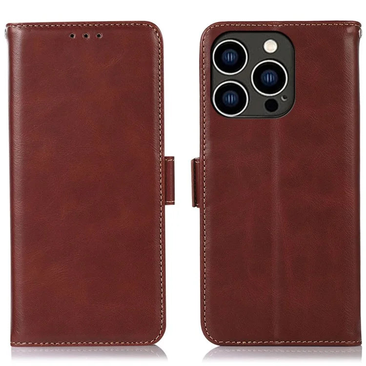 For iPhone 16 Pro Max Case Genuine Cow Leather Phone Cover RFID Blocking