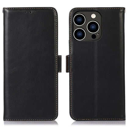 For iPhone 16 Pro Max Case Genuine Cow Leather Phone Cover RFID Blocking