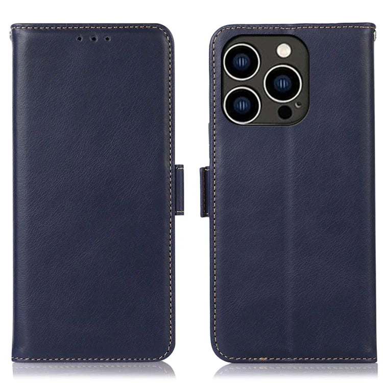 For iPhone 16 Pro Max Case Genuine Cow Leather Phone Cover RFID Blocking