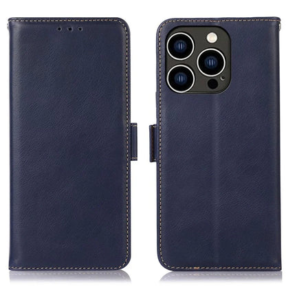 For iPhone 16 Pro Max Case Genuine Cow Leather Phone Cover RFID Blocking