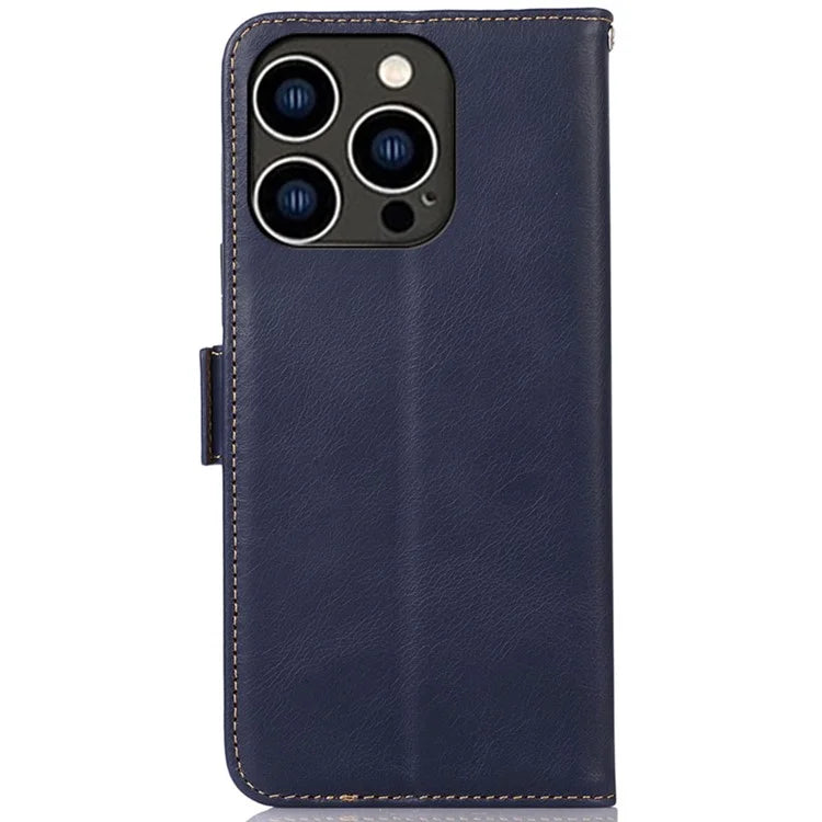 For iPhone 16 Pro Max Case Genuine Cow Leather Phone Cover RFID Blocking