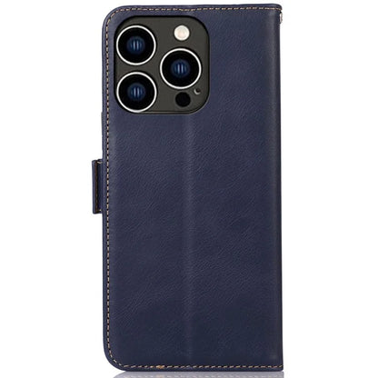 For iPhone 16 Pro Max Case Genuine Cow Leather Phone Cover RFID Blocking