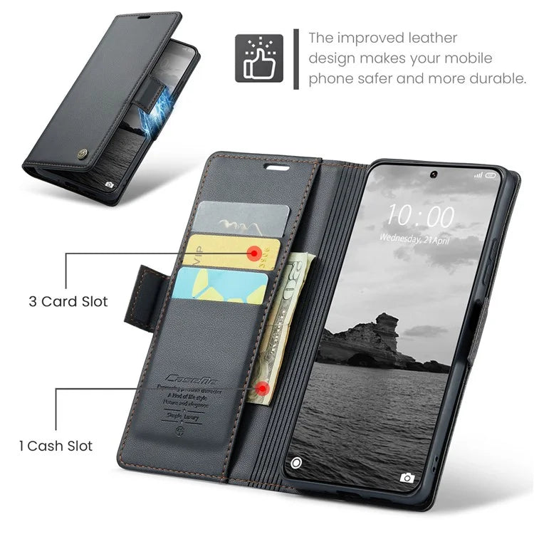 CASEME 023 Series For Xiaomi 14 Ultra Case RFID Blocking Glossy Stand Phone Cover