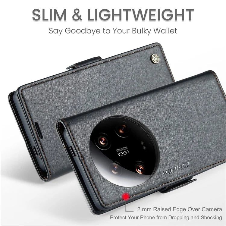 CASEME 023 Series For Xiaomi 14 Ultra Case RFID Blocking Glossy Stand Phone Cover