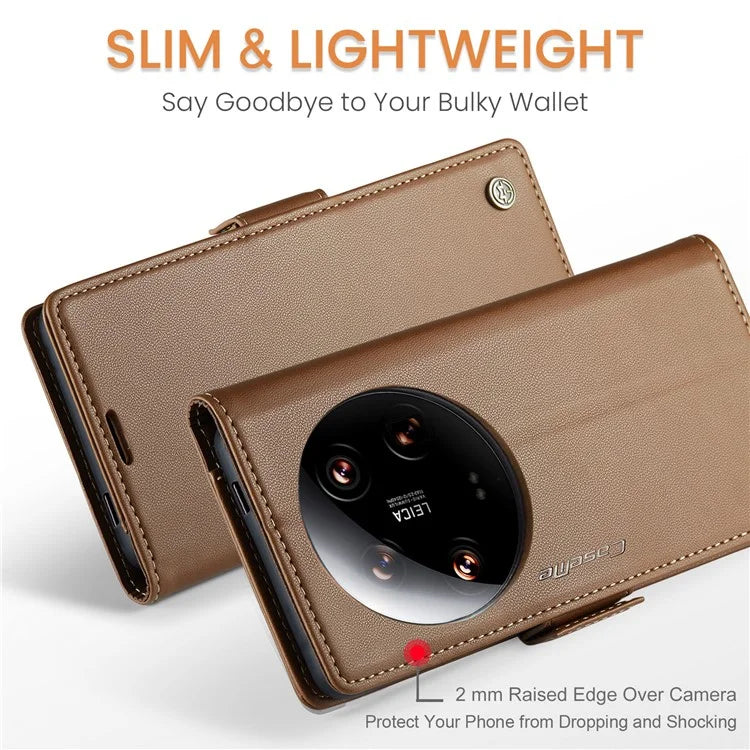 CASEME 023 Series For Xiaomi 14 Ultra Case RFID Blocking Glossy Stand Phone Cover