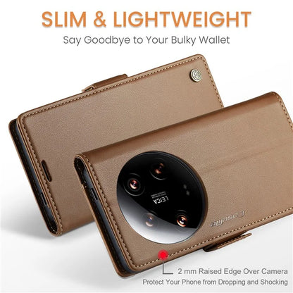 CASEME 023 Series For Xiaomi 14 Ultra Case RFID Blocking Glossy Stand Phone Cover