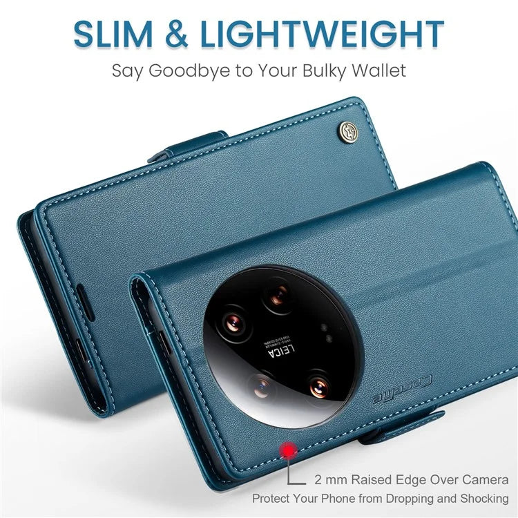 CASEME 023 Series For Xiaomi 14 Ultra Case RFID Blocking Glossy Stand Phone Cover