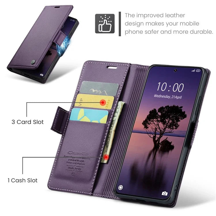 CASEME 023 Series For Xiaomi 14 Ultra Case RFID Blocking Glossy Stand Phone Cover