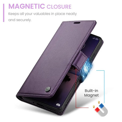 CASEME 023 Series For Xiaomi 14 Ultra Case RFID Blocking Glossy Stand Phone Cover