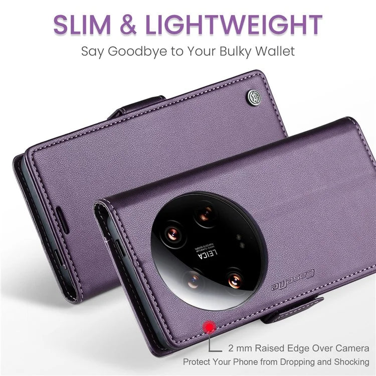 CASEME 023 Series For Xiaomi 14 Ultra Case RFID Blocking Glossy Stand Phone Cover
