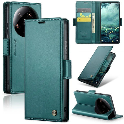 CASEME 023 Series For Xiaomi 14 Ultra Case RFID Blocking Glossy Stand Phone Cover